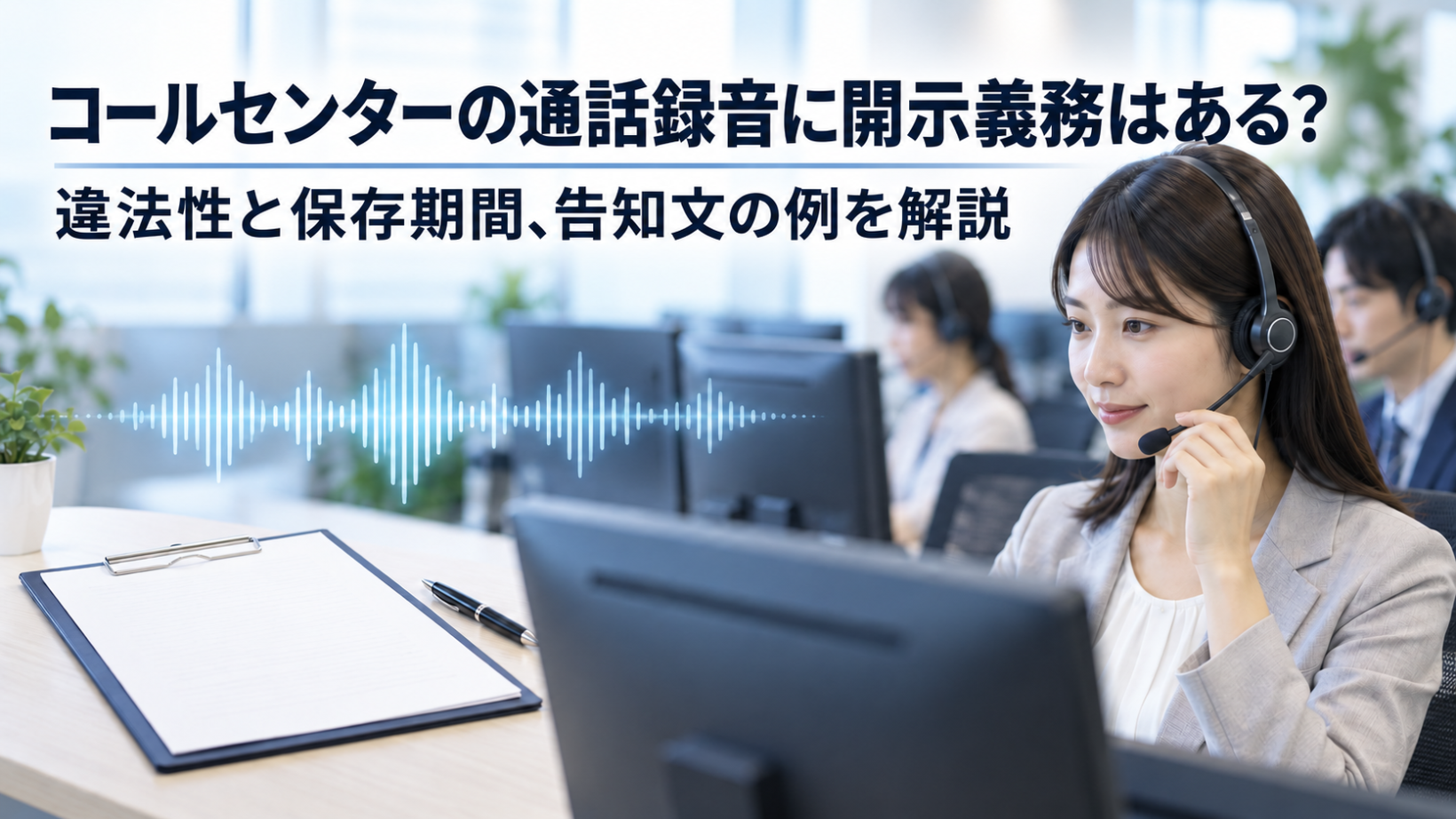 コールセンターの通話録音に開示義務はある？違法性と保存期間、告知文の例を解説