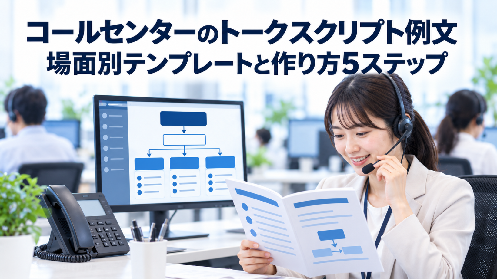 コールセンターのトークスクリプト例文｜場面別テンプレートと作り方5ステップ