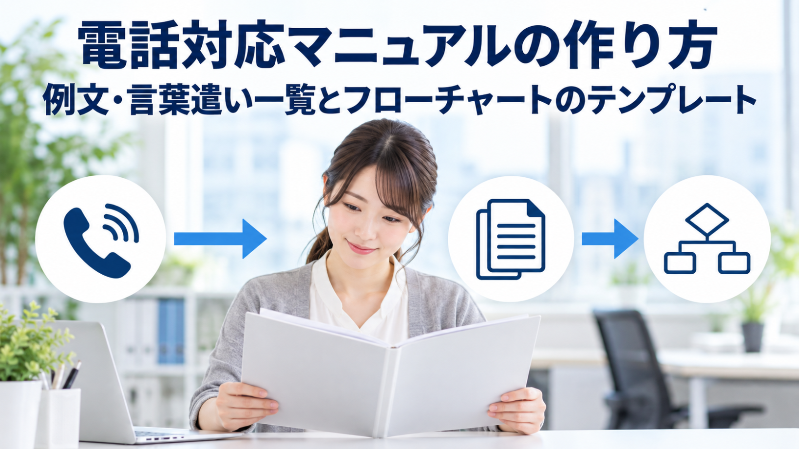 電話対応マニュアルの作り方｜例文・言葉遣い一覧とフローチャートのテンプレート
