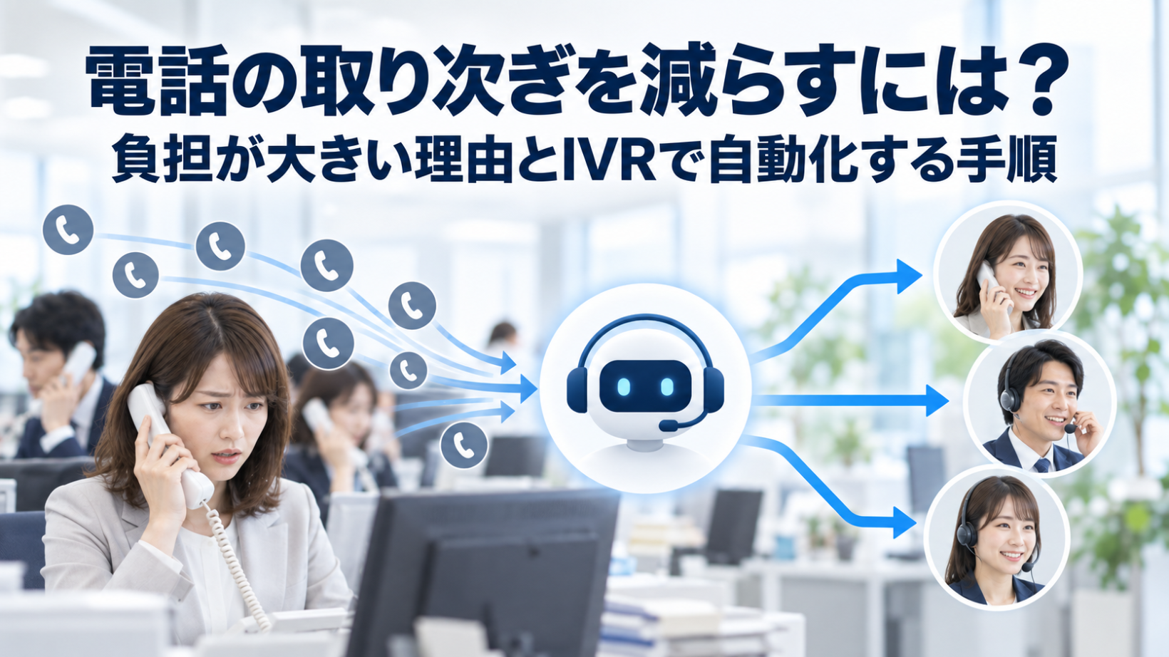 電話の取り次ぎを減らすには？負担が大きい理由とIVRで自動化する手順