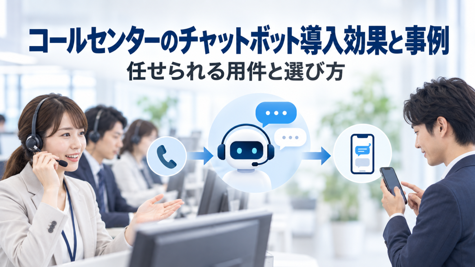 コールセンターのチャットボット導入効果と事例｜任せられる用件と選び方