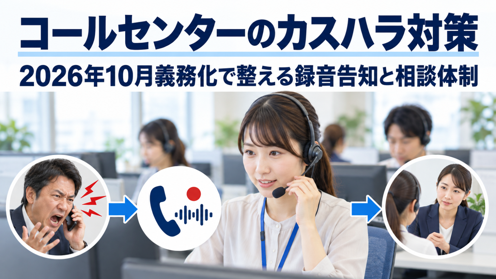 コールセンターのカスハラ対策｜2026年10月義務化で整える録音告知と相談体制